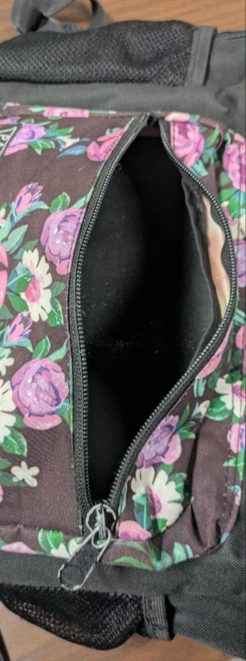 Black Backpack with Floral Front Pocket. Panic At The Disco!